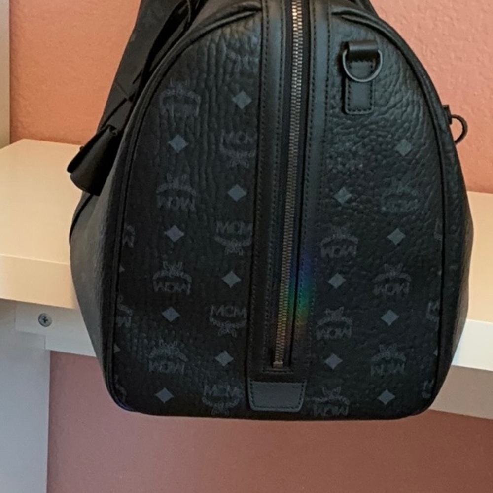 MCM Black Ottomar Weekender Duffel Bag Luxurious Travel Essential - Picture 5 of 12